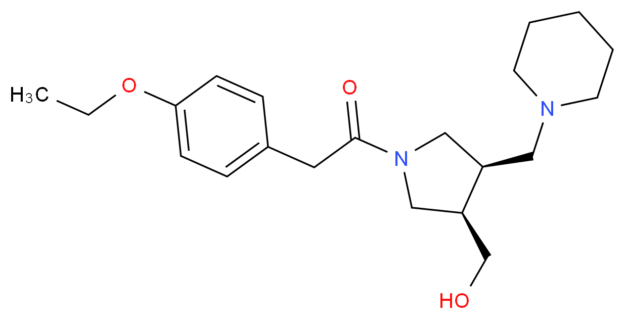 [(3R*,4R*)-1-[(4-ethoxyphenyl)acetyl]-4-(piperidin-1-ylmethyl)pyrrolidin-3-yl]methanol_Molecular_structure_CAS_)