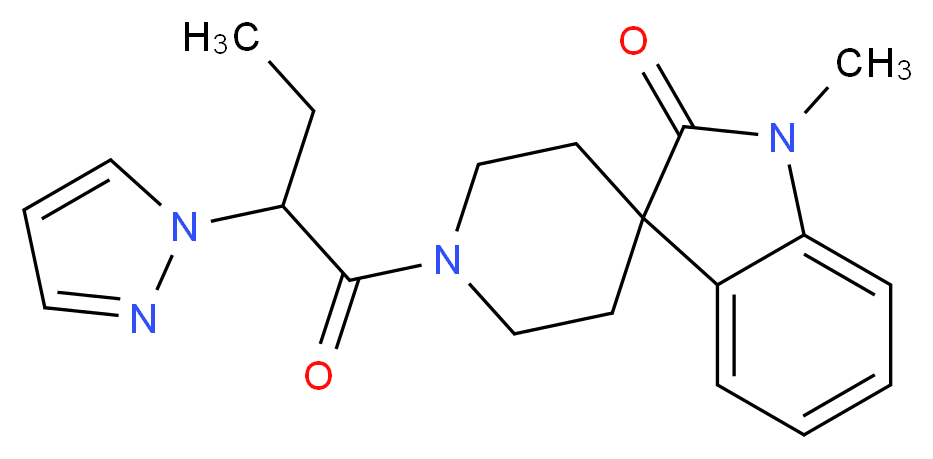 1-methyl-1'-[2-(1H-pyrazol-1-yl)butanoyl]spiro[indole-3,4'-piperidin]-2(1H)-one_Molecular_structure_CAS_)