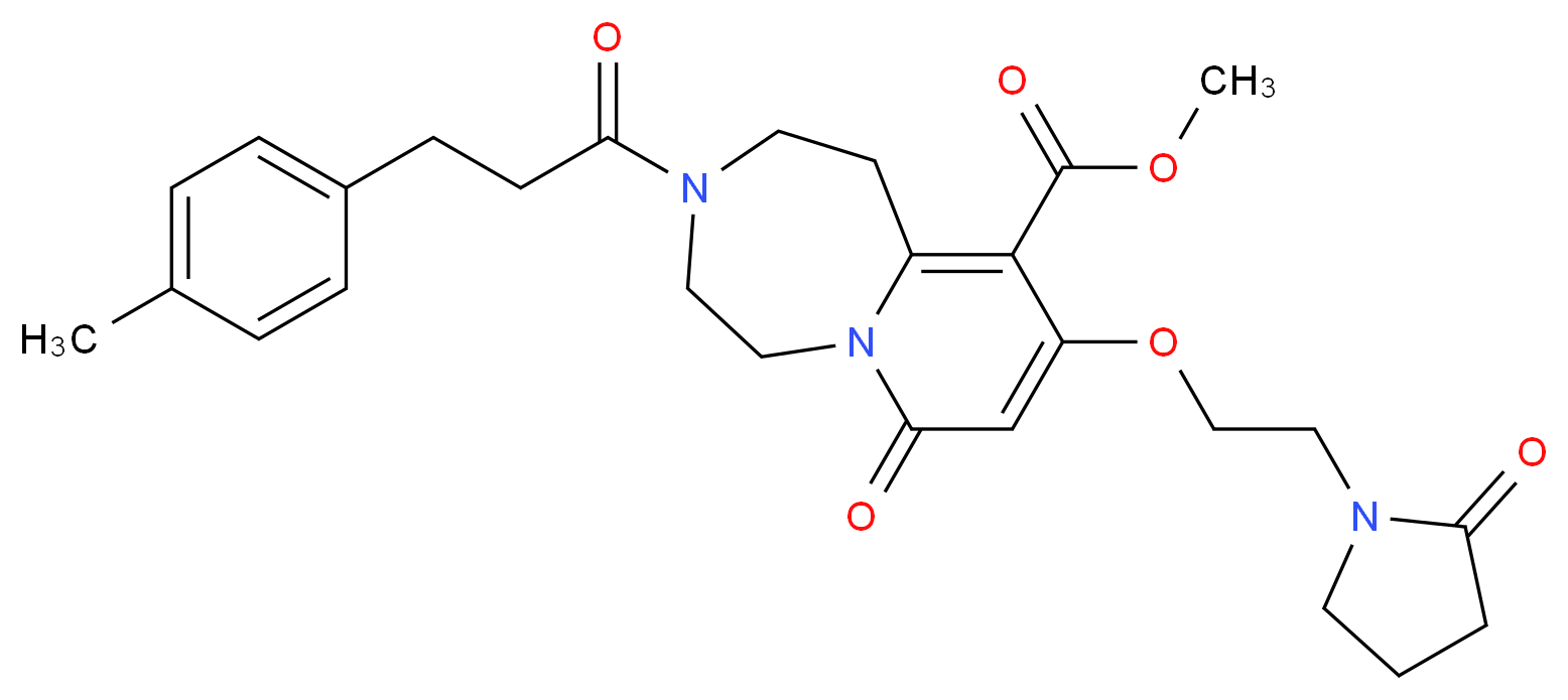 methyl 3-[3-(4-methylphenyl)propanoyl]-7-oxo-9-[2-(2-oxo-1-pyrrolidinyl)ethoxy]-1,2,3,4,5,7-hexahydropyrido[1,2-d][1,4]diazepine-10-carboxylate_Molecular_structure_CAS_)