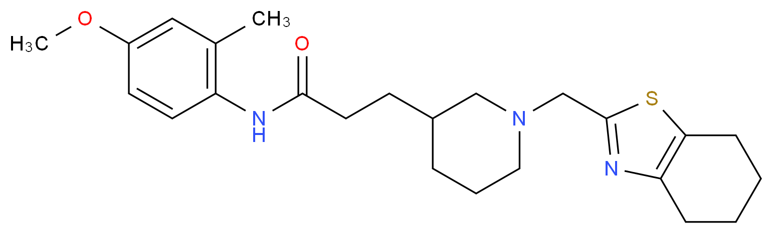 N-(4-methoxy-2-methylphenyl)-3-[1-(4,5,6,7-tetrahydro-1,3-benzothiazol-2-ylmethyl)-3-piperidinyl]propanamide_Molecular_structure_CAS_)