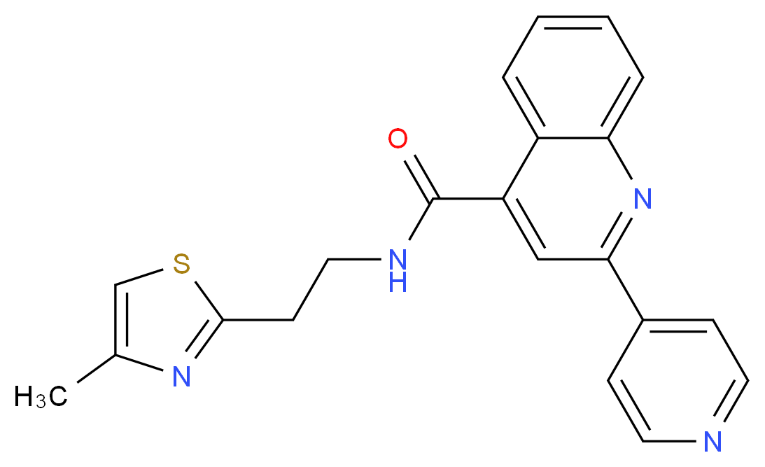 N-[2-(4-methyl-1,3-thiazol-2-yl)ethyl]-2-(4-pyridinyl)-4-quinolinecarboxamide_Molecular_structure_CAS_)