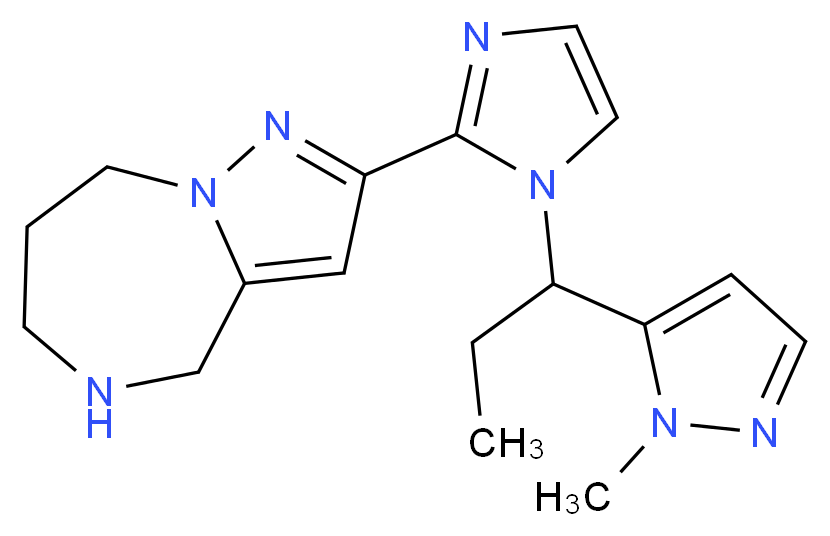 2-{1-[1-(1-methyl-1H-pyrazol-5-yl)propyl]-1H-imidazol-2-yl}-5,6,7,8-tetrahydro-4H-pyrazolo[1,5-a][1,4]diazepine_Molecular_structure_CAS_)