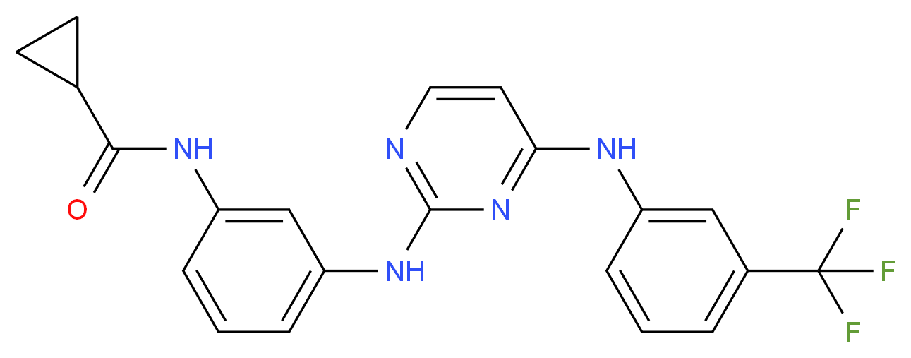 Cyclopropanecarboxylic acid {3-[4-(3-trifluoromethyl-phenylamino)-pyrimidin-2-ylamino]-phenyl}-amide_Molecular_structure_CAS_879127-16-9)