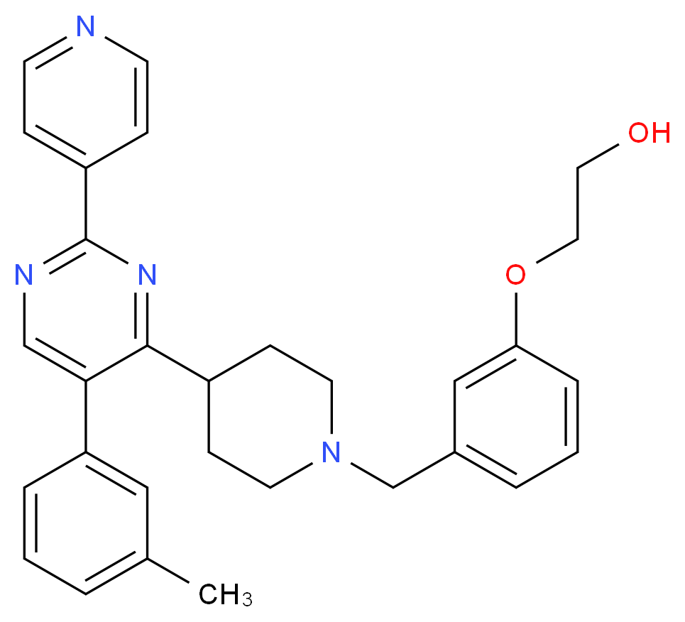 2-[3-({4-[5-(3-methylphenyl)-2-(4-pyridinyl)-4-pyrimidinyl]-1-piperidinyl}methyl)phenoxy]ethanol_Molecular_structure_CAS_)