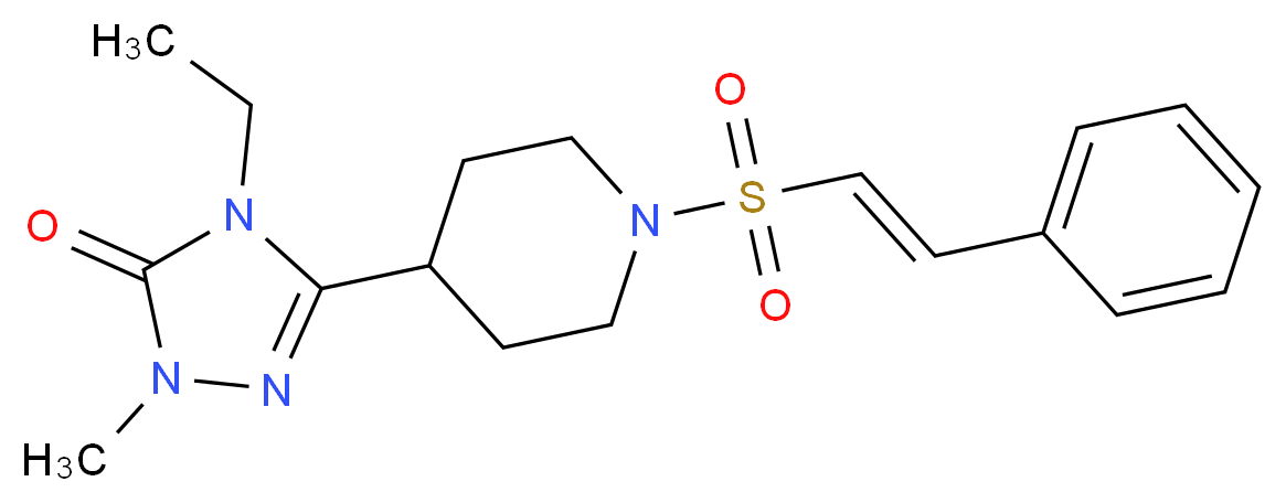 4-ethyl-2-methyl-5-(1-{[(E)-2-phenylvinyl]sulfonyl}piperidin-4-yl)-2,4-dihydro-3H-1,2,4-triazol-3-one_Molecular_structure_CAS_)