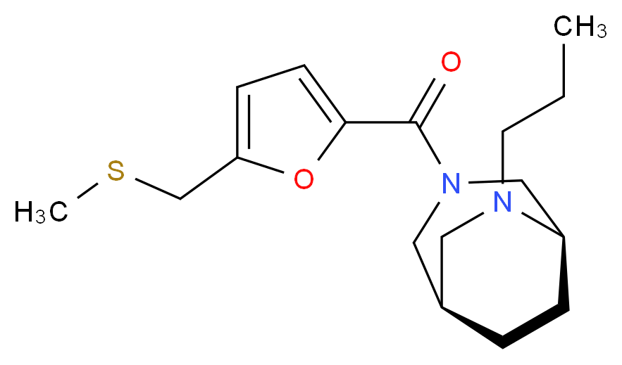 (1R*,5R*)-3-{5-[(methylthio)methyl]-2-furoyl}-6-propyl-3,6-diazabicyclo[3.2.2]nonane_Molecular_structure_CAS_)