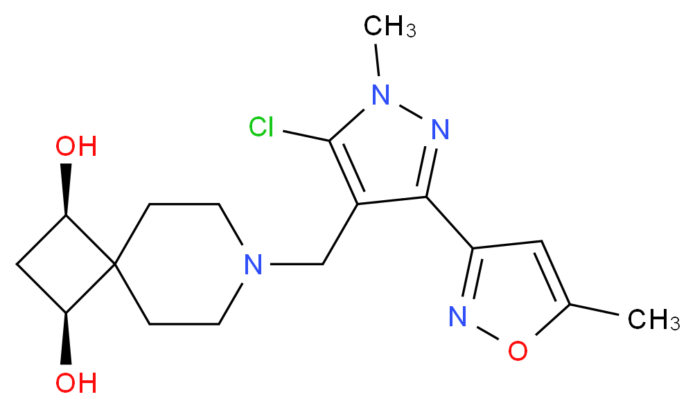 (1R*,3S*)-7-{[5-chloro-1-methyl-3-(5-methylisoxazol-3-yl)-1H-pyrazol-4-yl]methyl}-7-azaspiro[3.5]nonane-1,3-diol_Molecular_structure_CAS_)