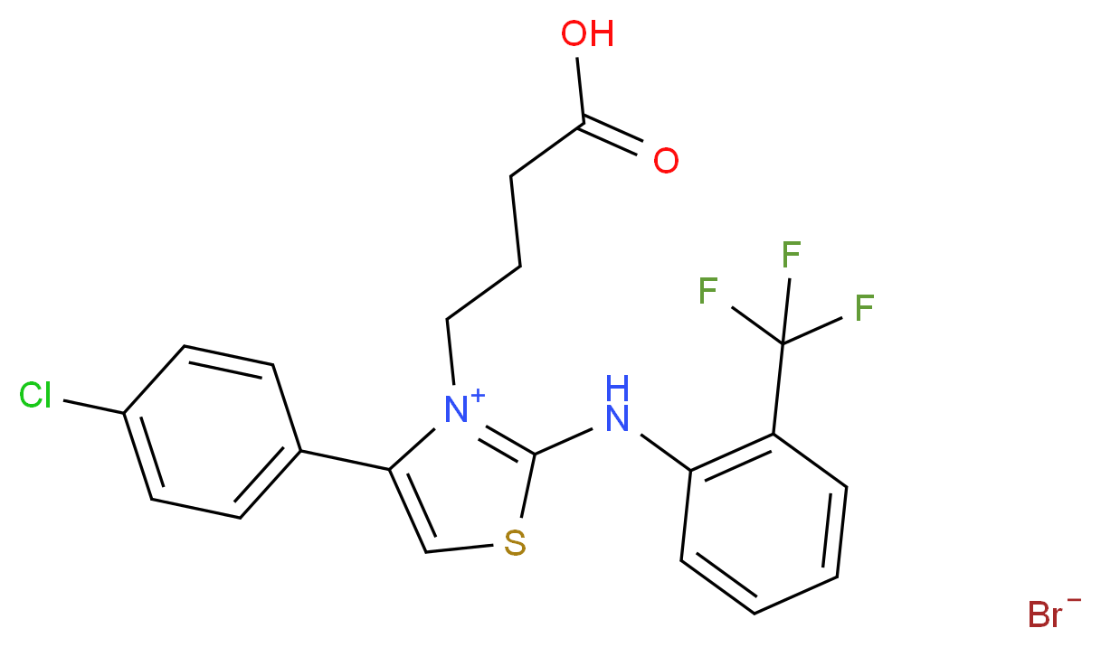 4-{4-(4-chlorophenyl)-2-[2-(trifluoromethyl)anilino]-1,3-thiazol-3-ium-3-yl}butanoic acid bromide_Molecular_structure_CAS_)