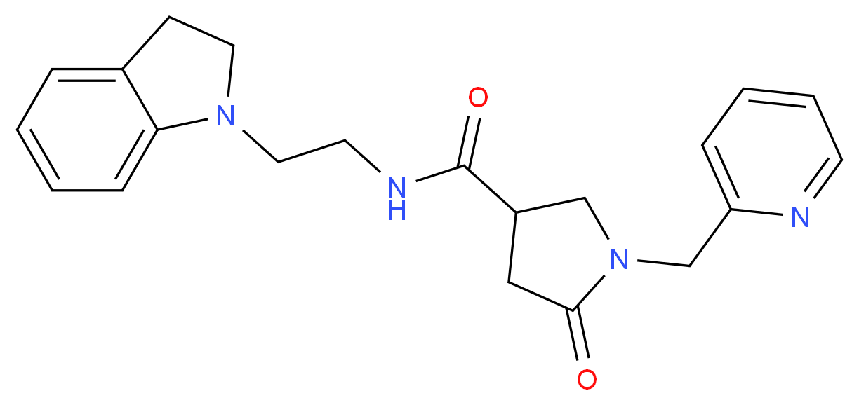 N-[2-(2,3-dihydro-1H-indol-1-yl)ethyl]-5-oxo-1-(2-pyridinylmethyl)-3-pyrrolidinecarboxamide_Molecular_structure_CAS_)