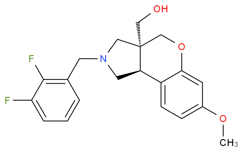 [(3aS*,9bS*)-2-(2,3-difluorobenzyl)-7-methoxy-1,2,3,9b-tetrahydrochromeno[3,4-c]pyrrol-3a(4H)-yl]methanol_Molecular_structure_CAS_)