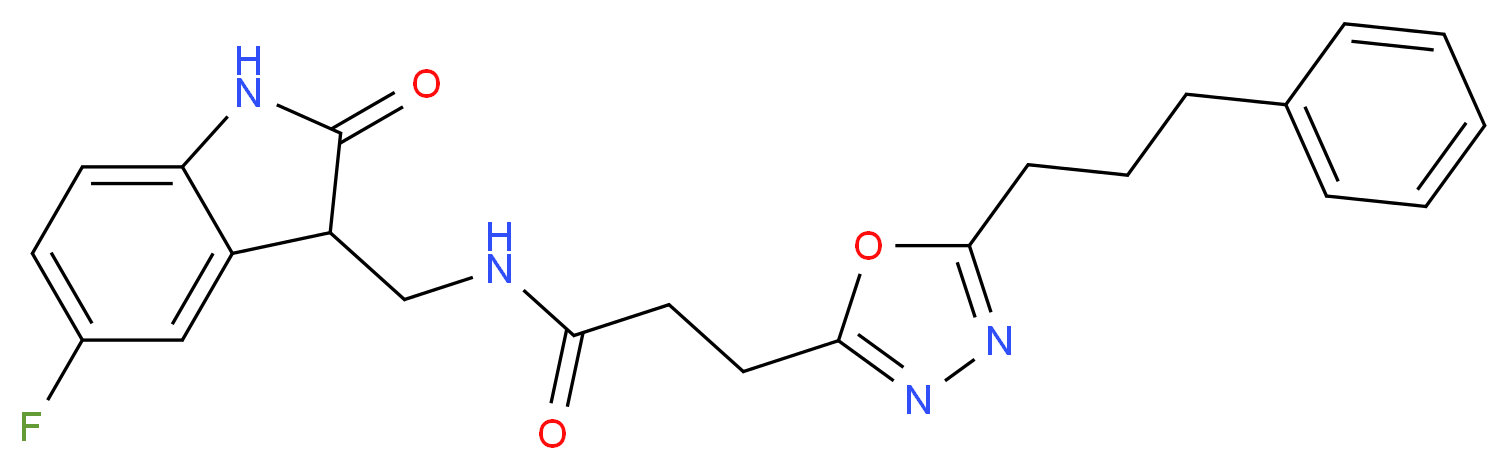 N-[(5-fluoro-2-oxo-2,3-dihydro-1H-indol-3-yl)methyl]-3-[5-(3-phenylpropyl)-1,3,4-oxadiazol-2-yl]propanamide_Molecular_structure_CAS_)