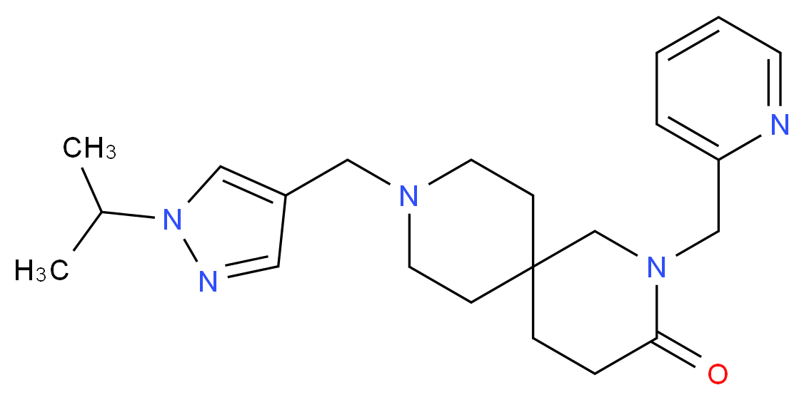 9-[(1-isopropyl-1H-pyrazol-4-yl)methyl]-2-(pyridin-2-ylmethyl)-2,9-diazaspiro[5.5]undecan-3-one_Molecular_structure_CAS_)