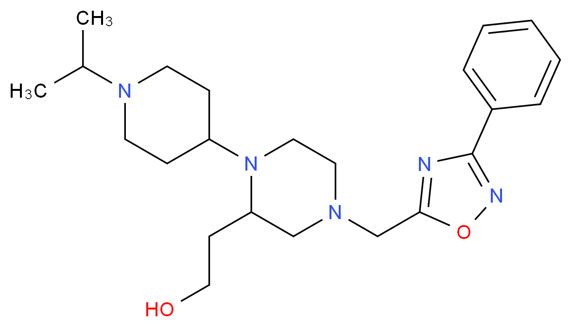 2-{1-(1-isopropyl-4-piperidinyl)-4-[(3-phenyl-1,2,4-oxadiazol-5-yl)methyl]-2-piperazinyl}ethanol_Molecular_structure_CAS_)