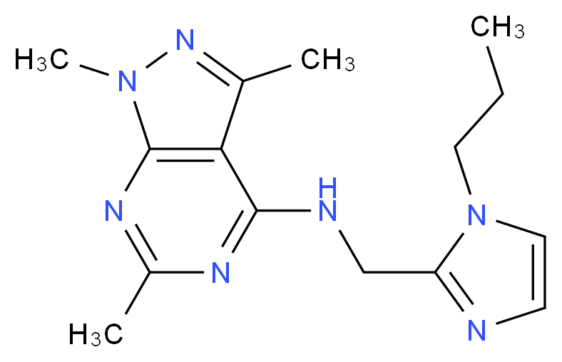 1,3,6-trimethyl-N-[(1-propyl-1H-imidazol-2-yl)methyl]-1H-pyrazolo[3,4-d]pyrimidin-4-amine_Molecular_structure_CAS_)