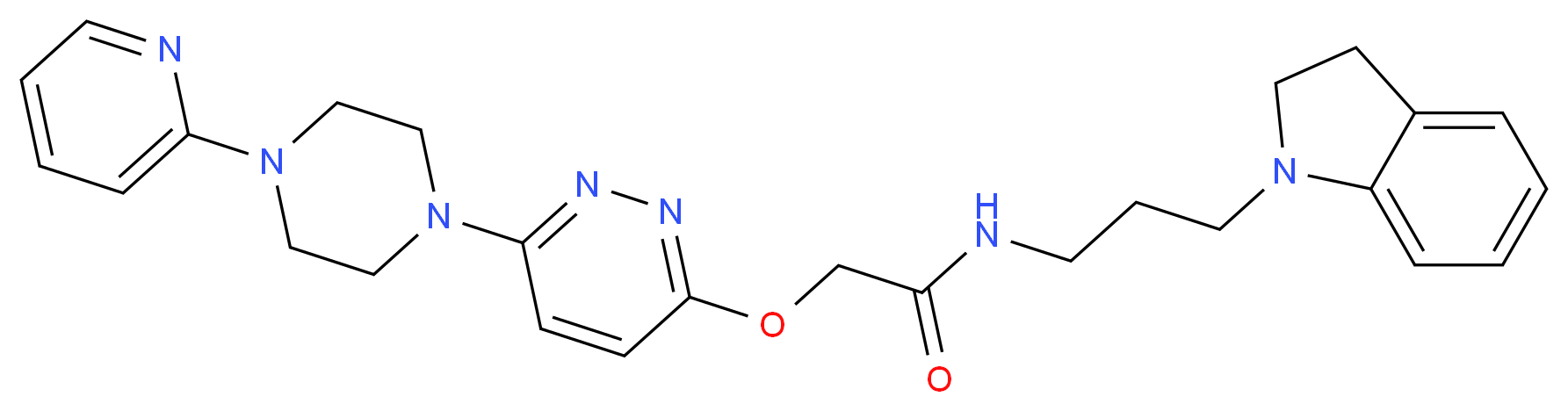 N-[3-(2,3-dihydro-1H-indol-1-yl)propyl]-2-({6-[4-(2-pyridinyl)-1-piperazinyl]-3-pyridazinyl}oxy)acetamide_Molecular_structure_CAS_)