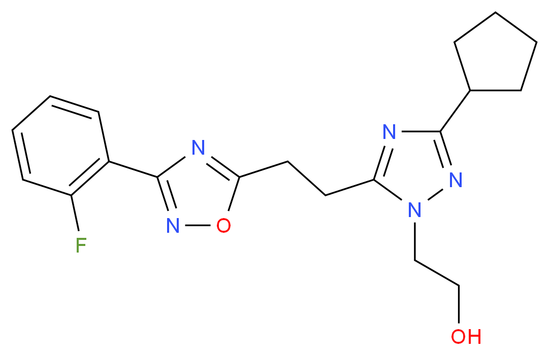 2-(3-cyclopentyl-5-{2-[3-(2-fluorophenyl)-1,2,4-oxadiazol-5-yl]ethyl}-1H-1,2,4-triazol-1-yl)ethanol_Molecular_structure_CAS_)