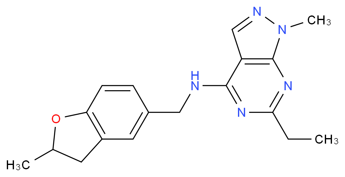 6-ethyl-1-methyl-N-[(2-methyl-2,3-dihydro-1-benzofuran-5-yl)methyl]-1H-pyrazolo[3,4-d]pyrimidin-4-amine_Molecular_structure_CAS_)