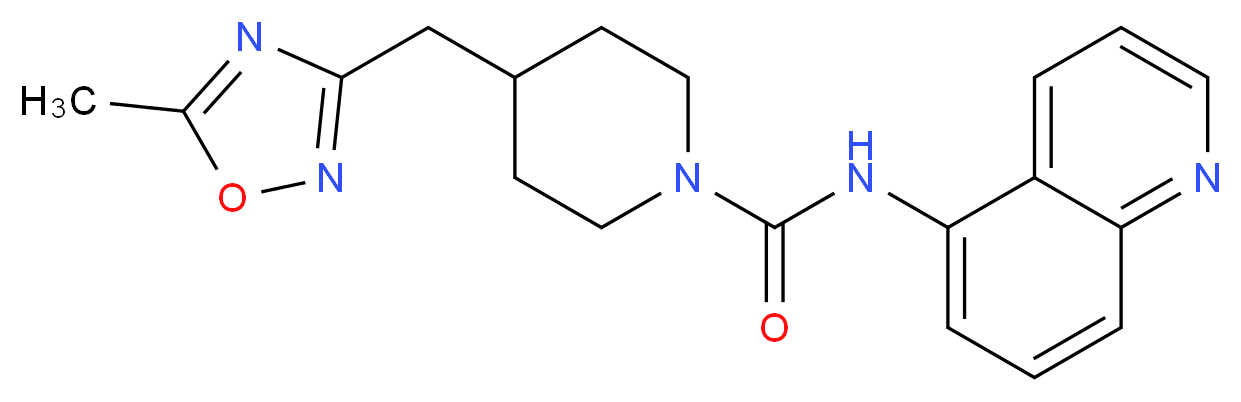 4-[(5-methyl-1,2,4-oxadiazol-3-yl)methyl]-N-quinolin-5-ylpiperidine-1-carboxamide_Molecular_structure_CAS_)