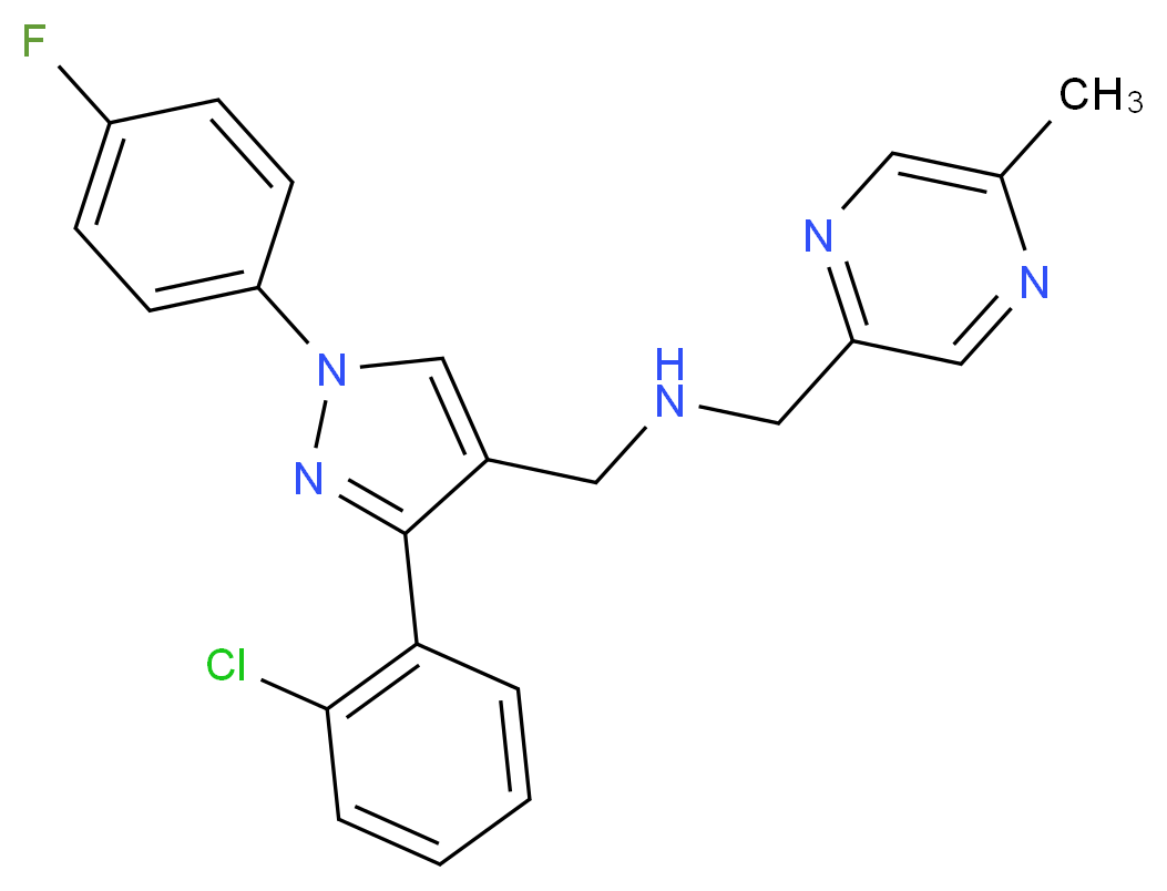 1-[3-(2-chlorophenyl)-1-(4-fluorophenyl)-1H-pyrazol-4-yl]-N-[(5-methyl-2-pyrazinyl)methyl]methanamine_Molecular_structure_CAS_)