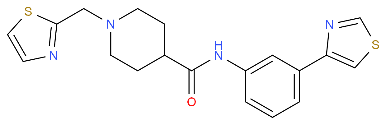 1-(1,3-thiazol-2-ylmethyl)-N-[3-(1,3-thiazol-4-yl)phenyl]-4-piperidinecarboxamide_Molecular_structure_CAS_)