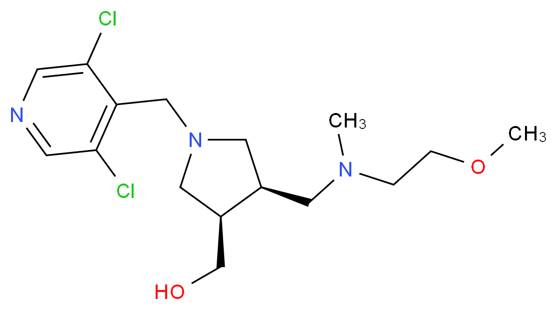 ((3R*,4R*)-1-[(3,5-dichloropyridin-4-yl)methyl]-4-{[(2-methoxyethyl)(methyl)amino]methyl}pyrrolidin-3-yl)methanol_Molecular_structure_CAS_)