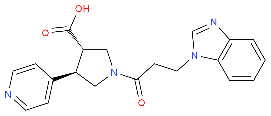 (3S*,4R*)-1-[3-(1H-benzimidazol-1-yl)propanoyl]-4-pyridin-4-ylpyrrolidine-3-carboxylic acid_Molecular_structure_CAS_)