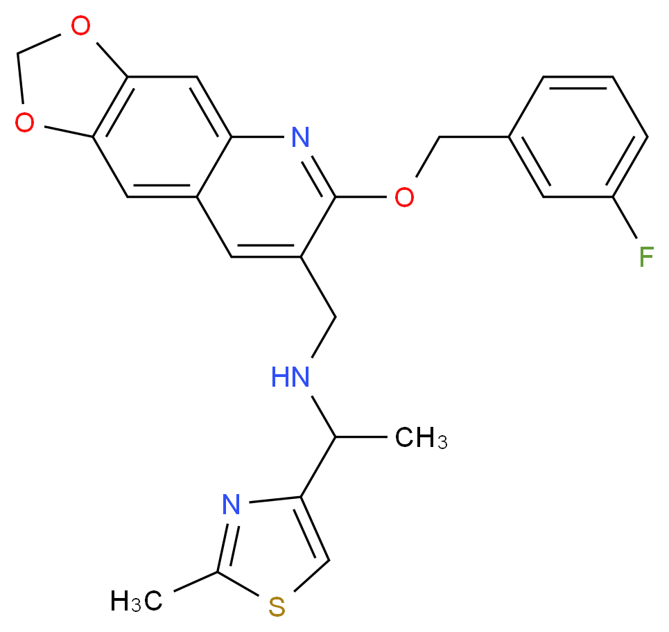 ({6-[(3-fluorobenzyl)oxy][1,3]dioxolo[4,5-g]quinolin-7-yl}methyl)[1-(2-methyl-1,3-thiazol-4-yl)ethyl]amine_Molecular_structure_CAS_)