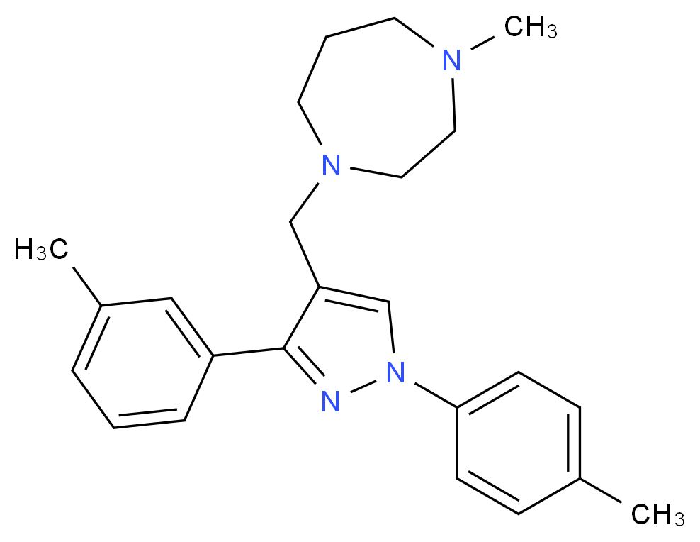 1-methyl-4-{[3-(3-methylphenyl)-1-(4-methylphenyl)-1H-pyrazol-4-yl]methyl}-1,4-diazepane_Molecular_structure_CAS_)