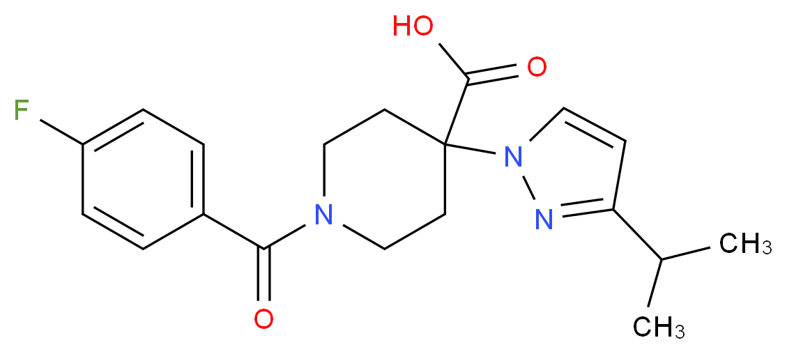 1-(4-fluorobenzoyl)-4-(3-isopropyl-1H-pyrazol-1-yl)piperidine-4-carboxylic acid_Molecular_structure_CAS_)