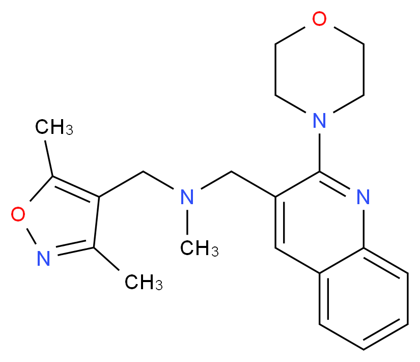 1-(3,5-dimethylisoxazol-4-yl)-N-methyl-N-[(2-morpholin-4-ylquinolin-3-yl)methyl]methanamine_Molecular_structure_CAS_)