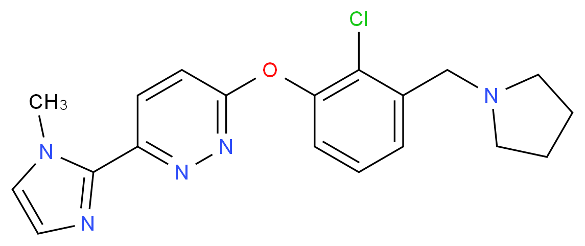3-[2-chloro-3-(pyrrolidin-1-ylmethyl)phenoxy]-6-(1-methyl-1H-imidazol-2-yl)pyridazine_Molecular_structure_CAS_)