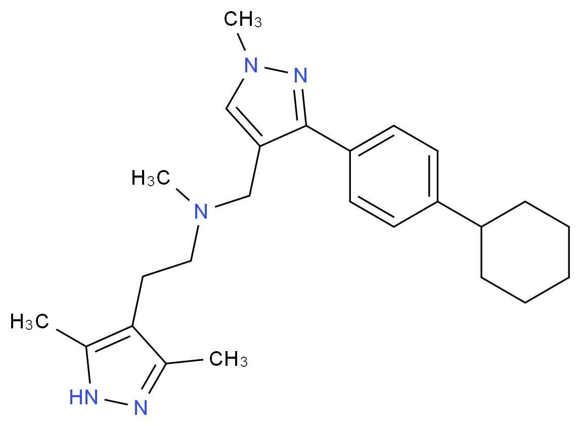 N-{[3-(4-cyclohexylphenyl)-1-methyl-1H-pyrazol-4-yl]methyl}-2-(3,5-dimethyl-1H-pyrazol-4-yl)-N-methylethanamine_Molecular_structure_CAS_)