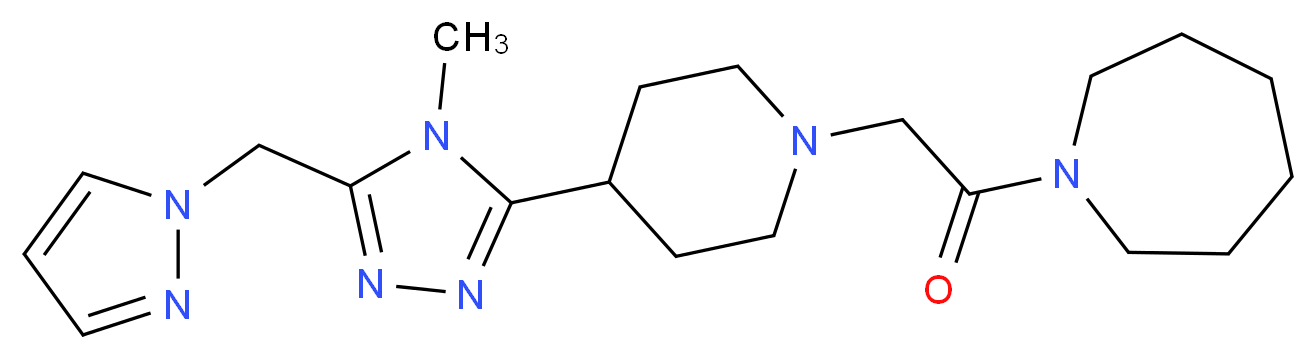 1-({4-[4-methyl-5-(1H-pyrazol-1-ylmethyl)-4H-1,2,4-triazol-3-yl]piperidin-1-yl}acetyl)azepane_Molecular_structure_CAS_)