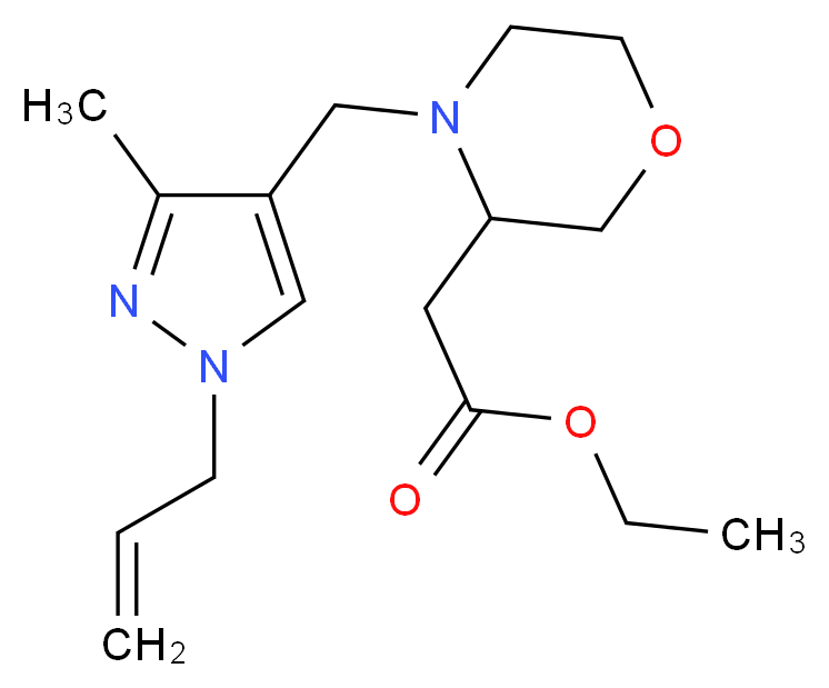ethyl {4-[(1-allyl-3-methyl-1H-pyrazol-4-yl)methyl]morpholin-3-yl}acetate_Molecular_structure_CAS_)