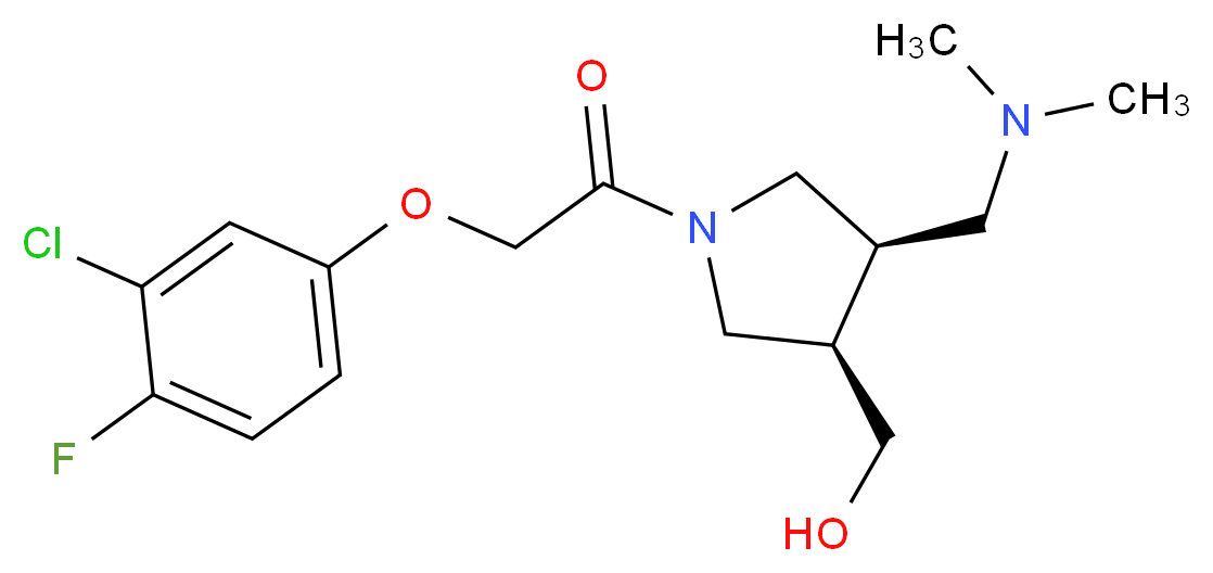 {(3R*,4R*)-1-[(3-chloro-4-fluorophenoxy)acetyl]-4-[(dimethylamino)methyl]pyrrolidin-3-yl}methanol_Molecular_structure_CAS_)