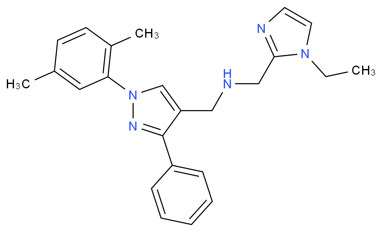 1-[1-(2,5-dimethylphenyl)-3-phenyl-1H-pyrazol-4-yl]-N-[(1-ethyl-1H-imidazol-2-yl)methyl]methanamine_Molecular_structure_CAS_)