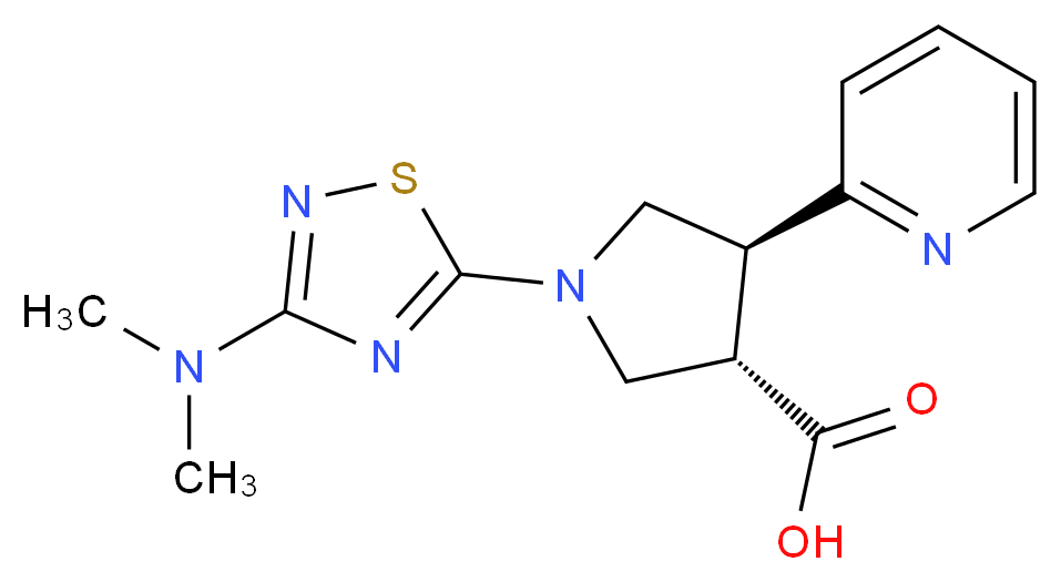 (3S*,4S*)-1-[3-(dimethylamino)-1,2,4-thiadiazol-5-yl]-4-pyridin-2-ylpyrrolidine-3-carboxylic acid_Molecular_structure_CAS_)