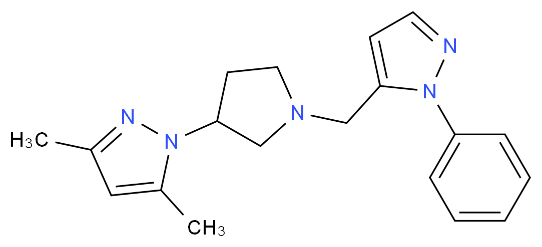 3,5-dimethyl-1-{1-[(1-phenyl-1H-pyrazol-5-yl)methyl]-3-pyrrolidinyl}-1H-pyrazole_Molecular_structure_CAS_)