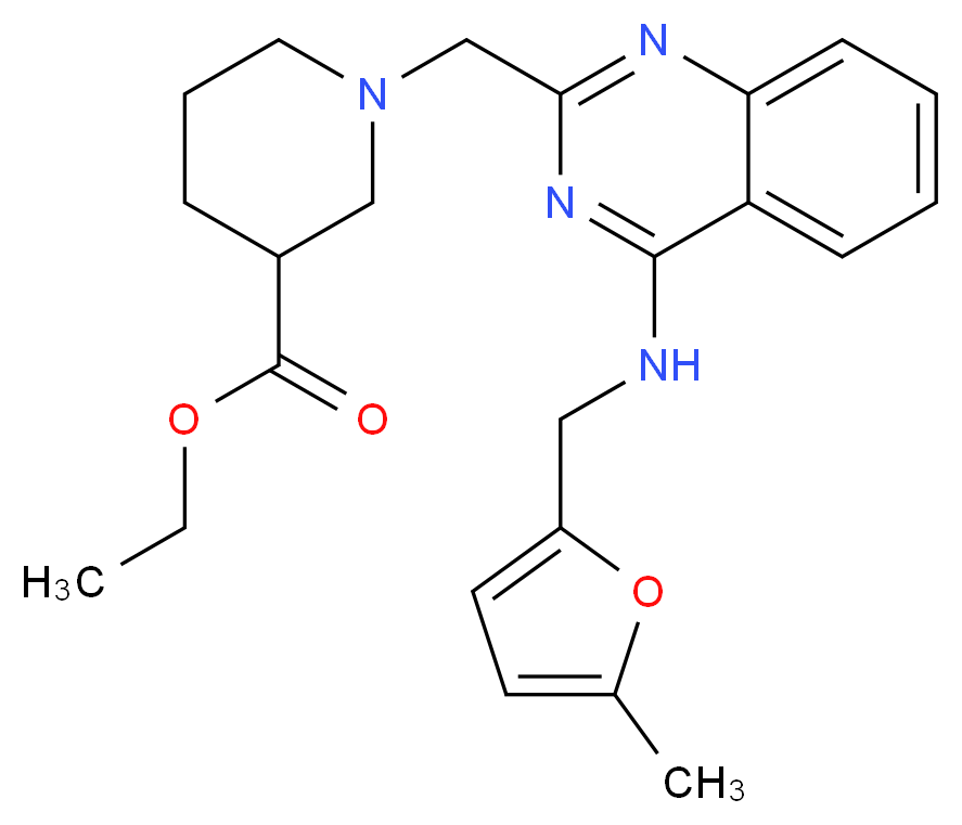 ethyl 1-[(4-{[(5-methyl-2-furyl)methyl]amino}-2-quinazolinyl)methyl]-3-piperidinecarboxylate_Molecular_structure_CAS_)