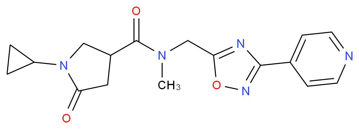 1-cyclopropyl-N-methyl-5-oxo-N-{[3-(4-pyridinyl)-1,2,4-oxadiazol-5-yl]methyl}-3-pyrrolidinecarboxamide_Molecular_structure_CAS_)
