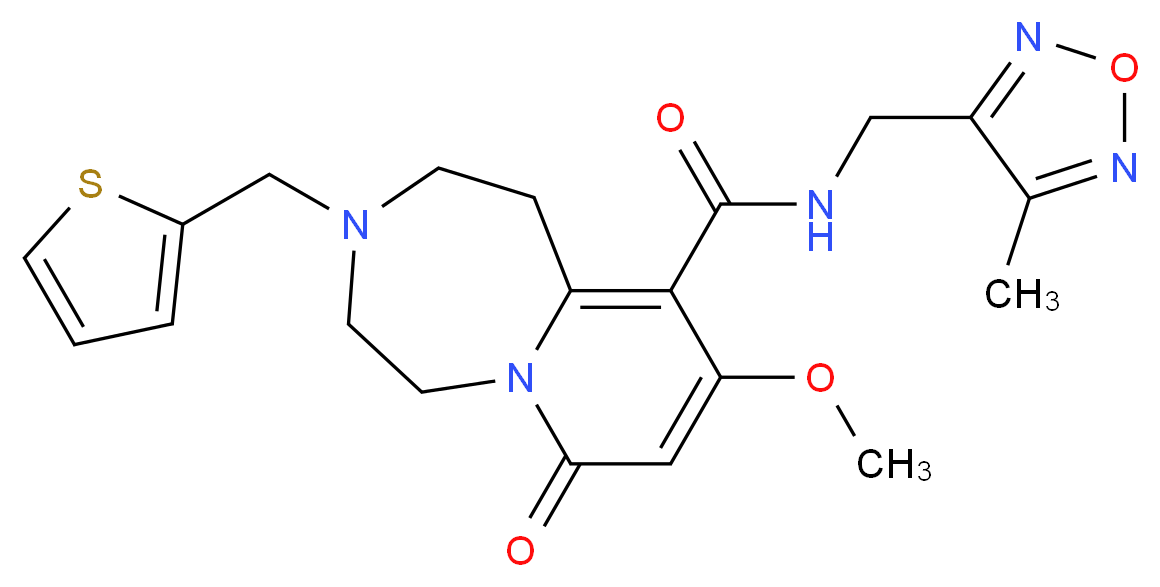 9-methoxy-N-[(4-methyl-1,2,5-oxadiazol-3-yl)methyl]-7-oxo-3-(2-thienylmethyl)-1,2,3,4,5,7-hexahydropyrido[1,2-d][1,4]diazepine-10-carboxamide_Molecular_structure_CAS_)