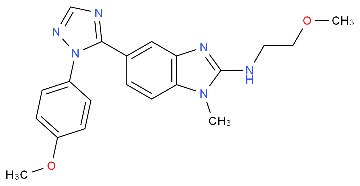 N-(2-methoxyethyl)-5-[1-(4-methoxyphenyl)-1H-1,2,4-triazol-5-yl]-1-methyl-1H-benzimidazol-2-amine_Molecular_structure_CAS_)