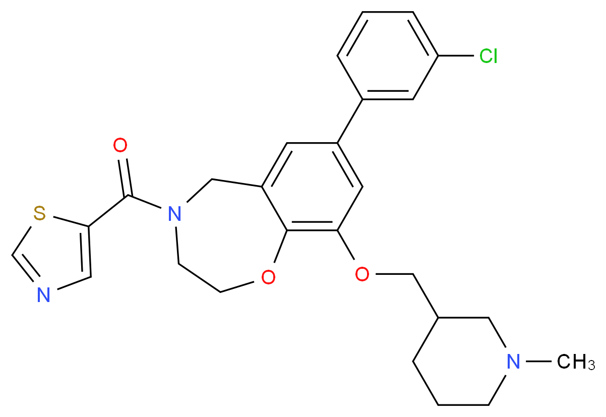 7-(3-chlorophenyl)-9-[(1-methyl-3-piperidinyl)methoxy]-4-(1,3-thiazol-5-ylcarbonyl)-2,3,4,5-tetrahydro-1,4-benzoxazepine_Molecular_structure_CAS_)