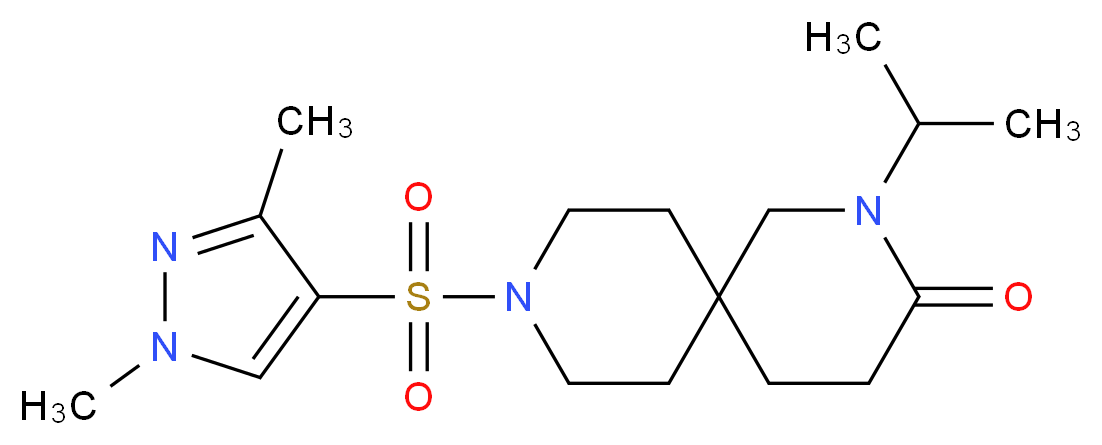 9-[(1,3-dimethyl-1H-pyrazol-4-yl)sulfonyl]-2-isopropyl-2,9-diazaspiro[5.5]undecan-3-one_Molecular_structure_CAS_)