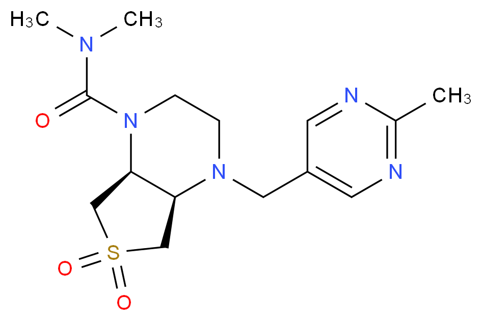 (4aR*,7aS*)-N,N-dimethyl-4-[(2-methyl-5-pyrimidinyl)methyl]hexahydrothieno[3,4-b]pyrazine-1(2H)-carboxamide 6,6-dioxide_Molecular_structure_CAS_)
