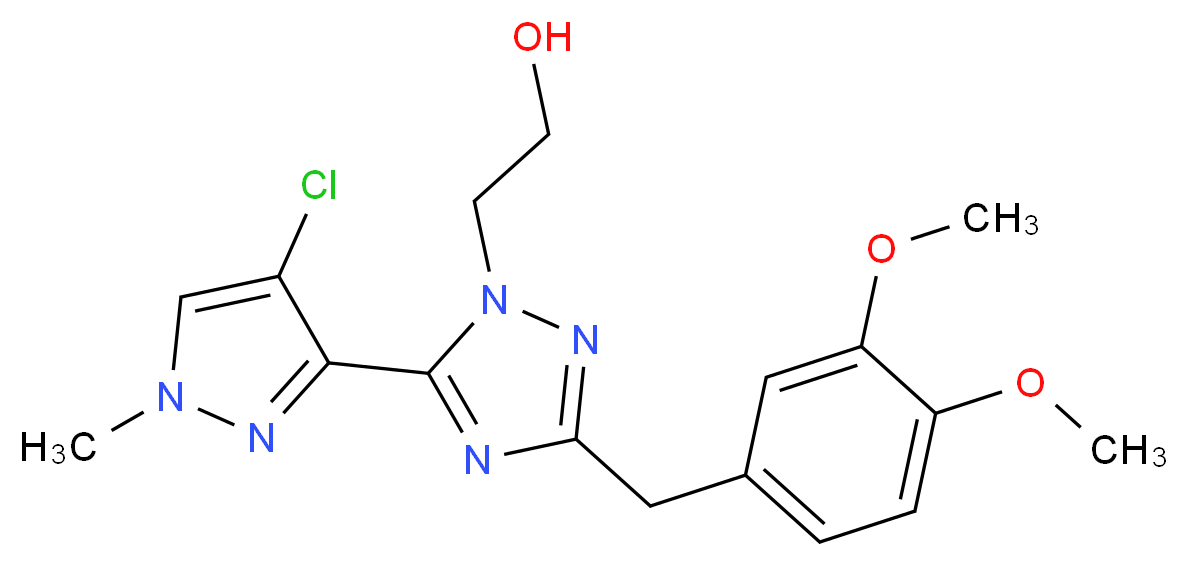 2-[5-(4-chloro-1-methyl-1H-pyrazol-3-yl)-3-(3,4-dimethoxybenzyl)-1H-1,2,4-triazol-1-yl]ethanol_Molecular_structure_CAS_)