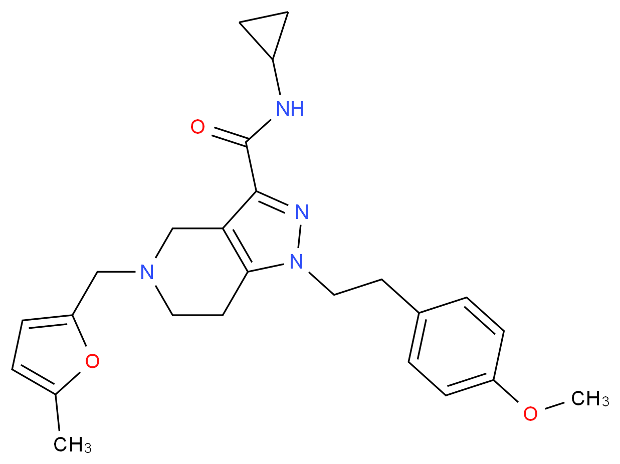 N-cyclopropyl-1-[2-(4-methoxyphenyl)ethyl]-5-[(5-methyl-2-furyl)methyl]-4,5,6,7-tetrahydro-1H-pyrazolo[4,3-c]pyridine-3-carboxamide_Molecular_structure_CAS_)