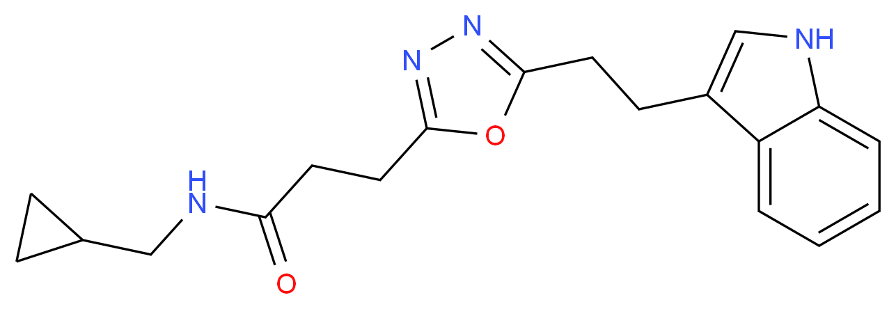 N-(cyclopropylmethyl)-3-{5-[2-(1H-indol-3-yl)ethyl]-1,3,4-oxadiazol-2-yl}propanamide_Molecular_structure_CAS_)