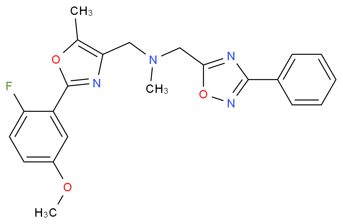 1-[2-(2-fluoro-5-methoxyphenyl)-5-methyl-1,3-oxazol-4-yl]-N-methyl-N-[(3-phenyl-1,2,4-oxadiazol-5-yl)methyl]methanamine_Molecular_structure_CAS_)