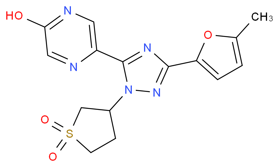 5-[1-(1,1-dioxidotetrahydro-3-thienyl)-3-(5-methyl-2-furyl)-1H-1,2,4-triazol-5-yl]pyrazin-2-ol_Molecular_structure_CAS_)